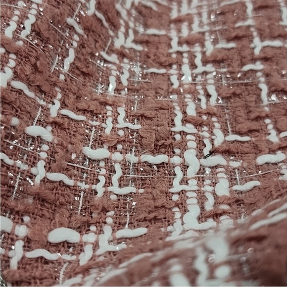 NWT Walter Baker Cropped Pink & White Tweed Moto Jacket - Picture 4 of 6